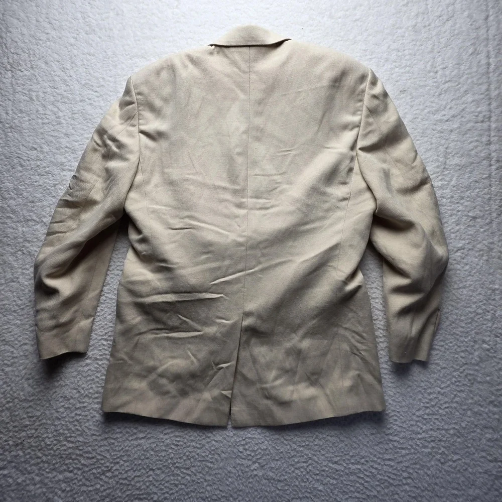 Grant Thomas Blazer Mens 38 Short Beige Silk Linen Summer Sport Coat Jacket